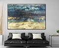 Navy Blue and Gold Abstract Landscape